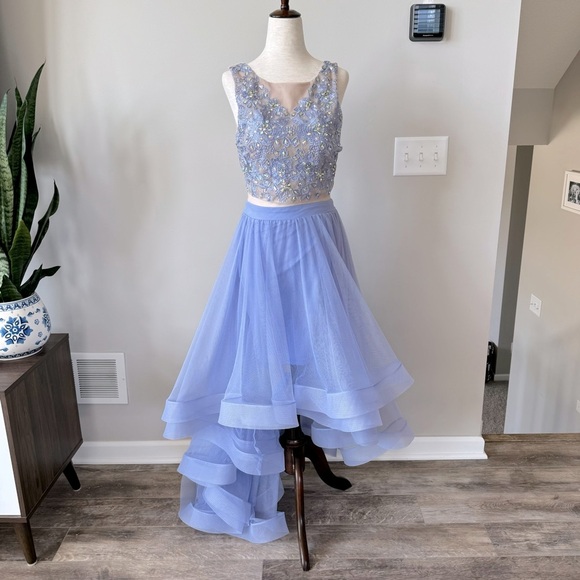 TLC Say Yes to the Prom Jeweled Sheer Top High-Low Tulle Skirt Dress - Lilac - Picture 2 of 16